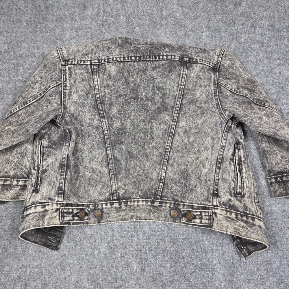 Vintage Levi's Denim Trucker Jacket Mens Small Black Acid Wash Made in USA - Picture 9 of 9